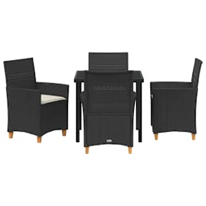 Zahradní jídelní souprava 5 pcs Černá polyratan - obrázek 7