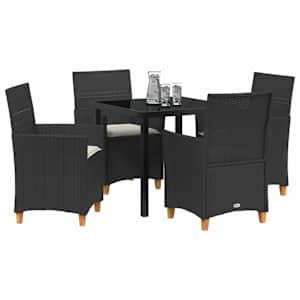 Zahradní jídelní souprava 5 pcs Černá polyratan - obrázek 3