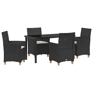 vidaXL Aia s&ouml;&ouml;gilaudade komplekt 5 tk Must pol&uuml;rotang