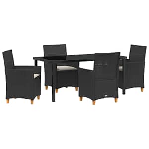 Zahradní jídelní souprava 5 pcs Černá polyratan - obrázek 2
