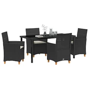 Zahradní jídelní souprava 5 pcs Černá polyratan - obrázek 3