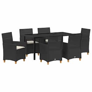 Zahradní jídelní souprava 7 pcs Černá polyratan - obrázek 2