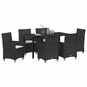 Zahradní jídelní souprava 7 pcs Černá polyratan - obrázek 3