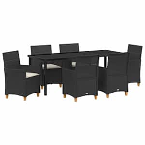 Zahradní jídelní souprava 7 pcs Černá polyratan - obrázek 2