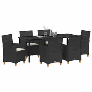 Zahradní jídelní souprava 7 pcs Černá polyratan - obrázek 3