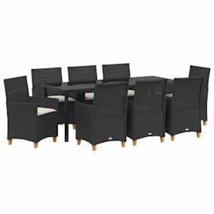 Zahradní jídelní souprava 9 pcs Černá polyratan - obrázek 2