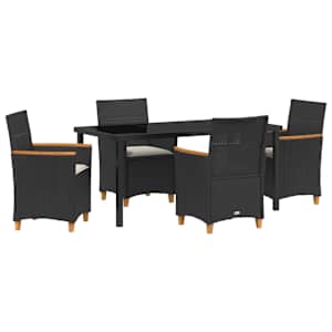 Zahradní jídelní souprava 5 pcs Černá polyratan - obrázek 2
