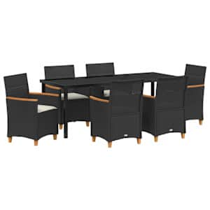 Zahradní jídelní souprava 7 pcs Černá polyratan - obrázek 2