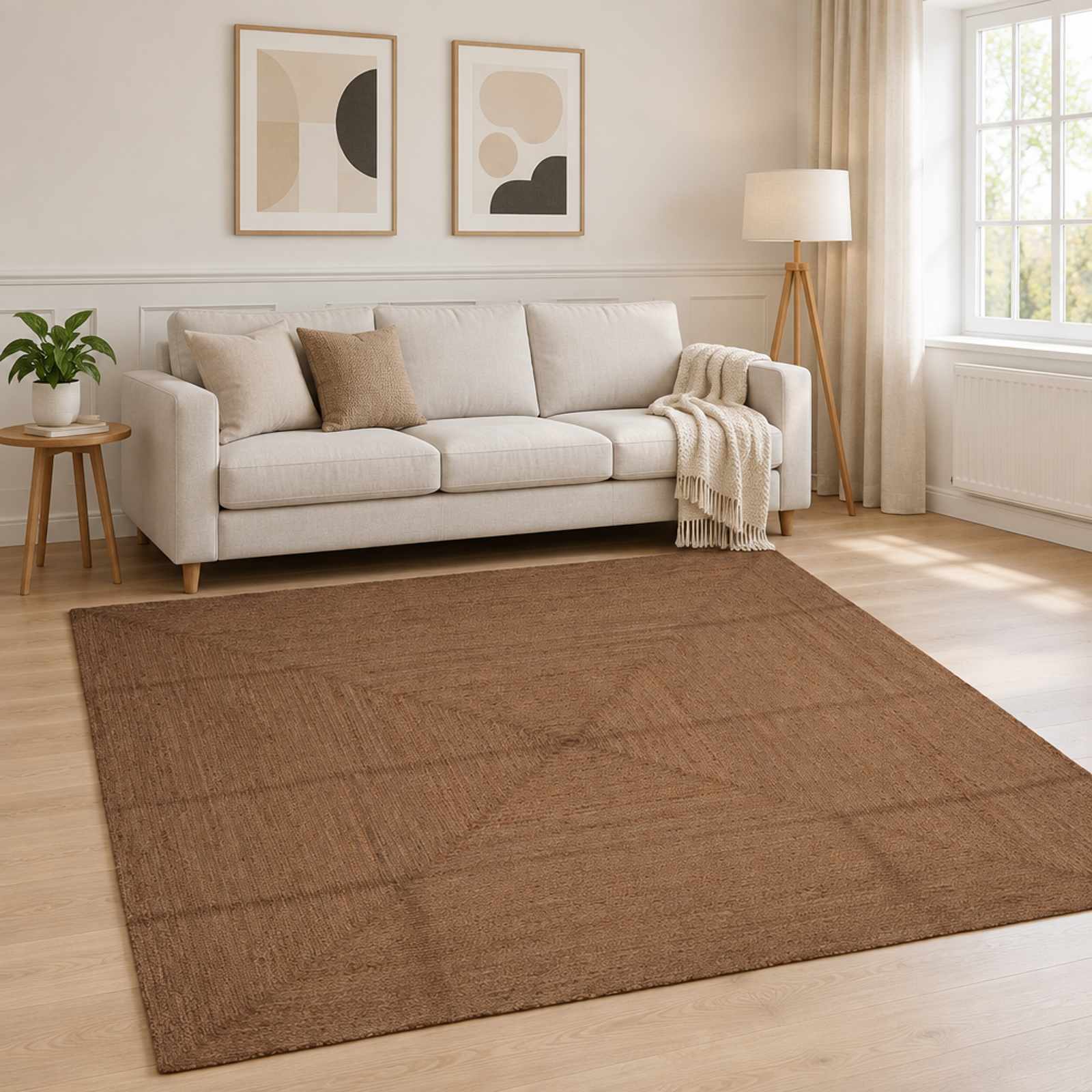 vidaXL Område tæppe Grå 240 x 240 cm Jute