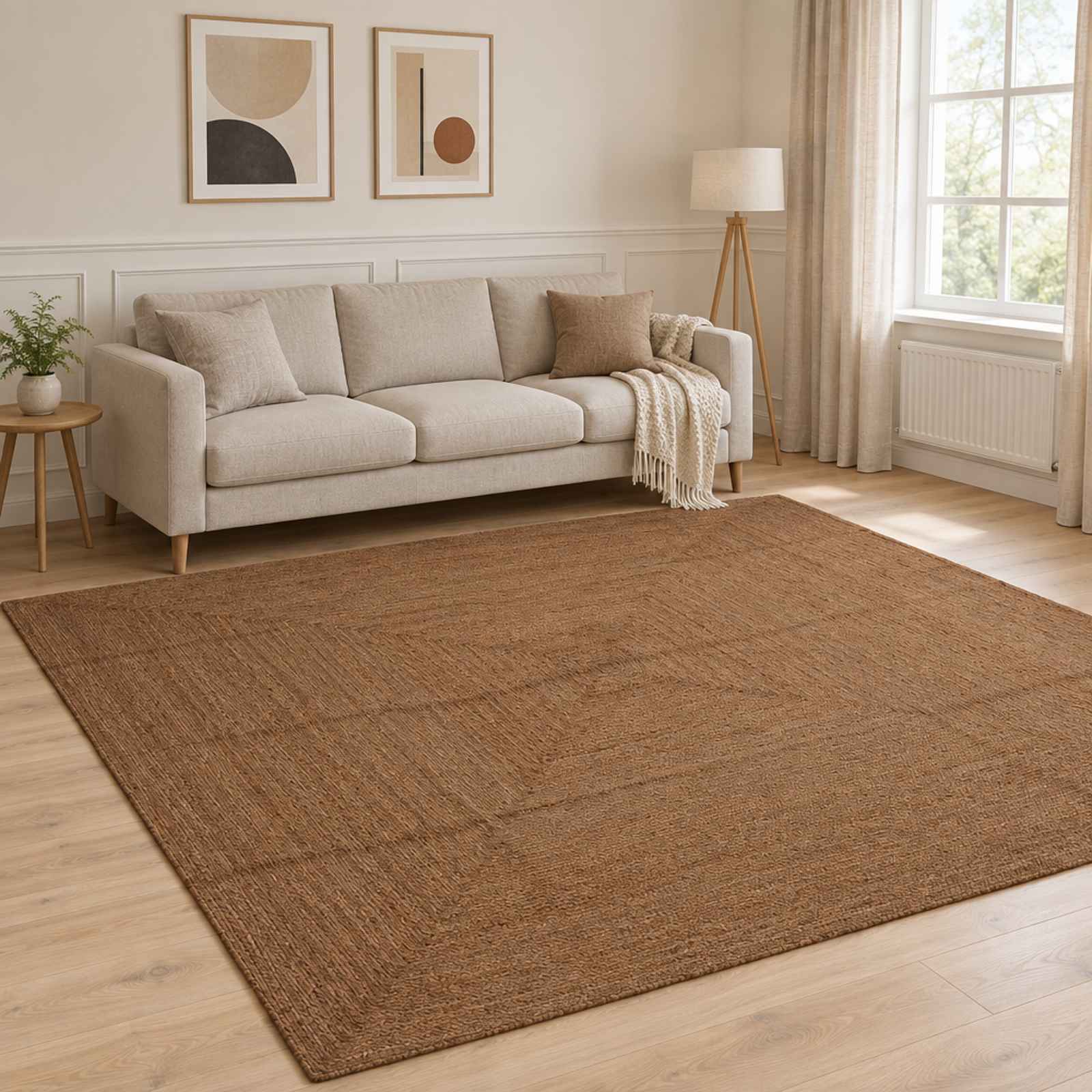vidaXL Område tæppe Grå 300 x 300 cm Jute