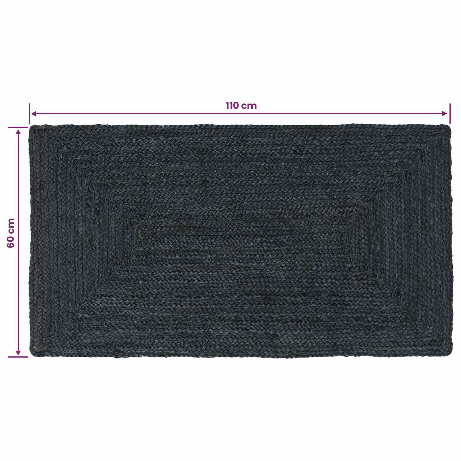 Vloerkleden Rechthoekig Donkergrijs 60 x 110 cm Jute image 8