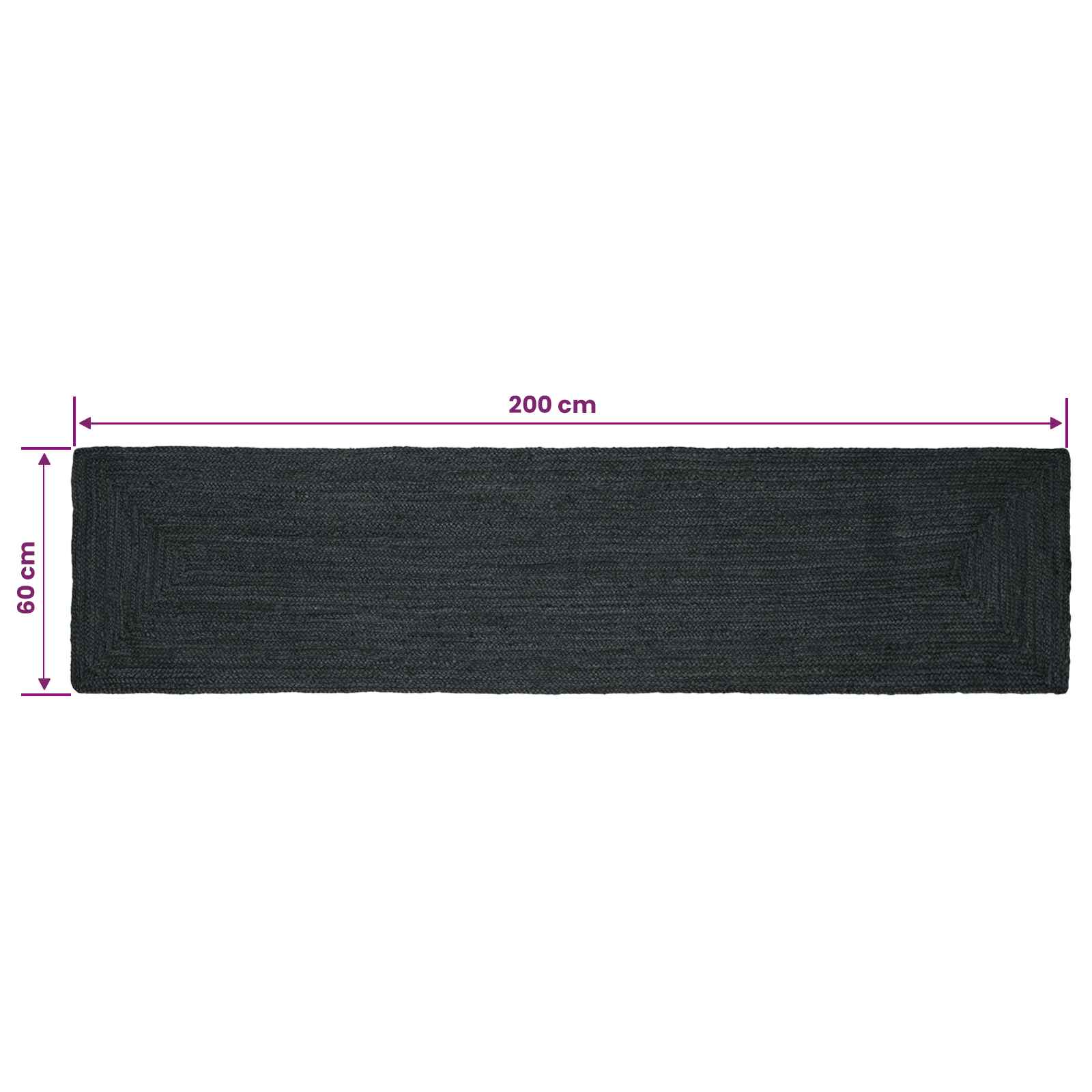 Vloerkleden Rechthoekig Donkergrijs 60 x 200 cm Jute image 8
