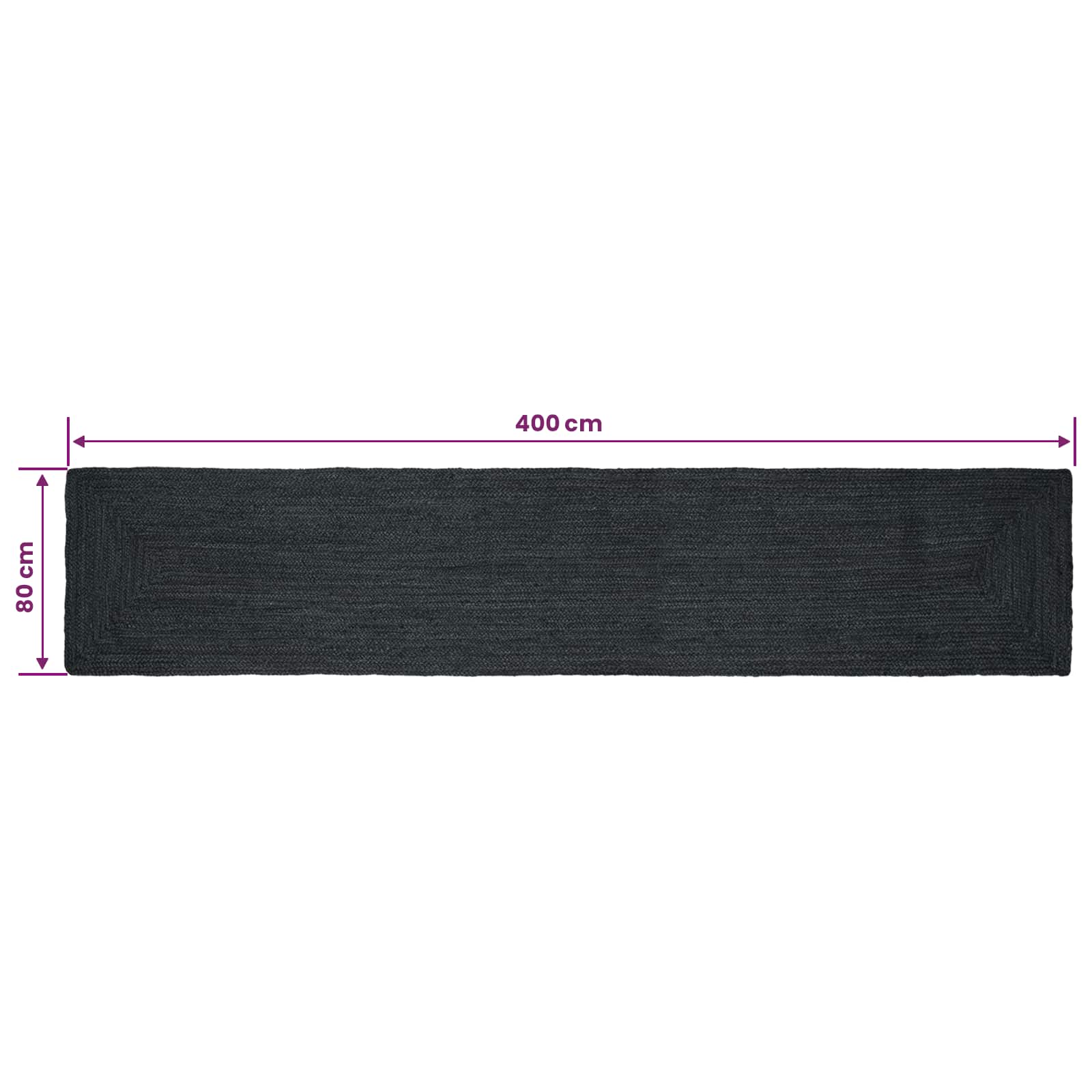 Vloerkleden Rechthoekig Donkergrijs 80 x 400 cm Jute image 8