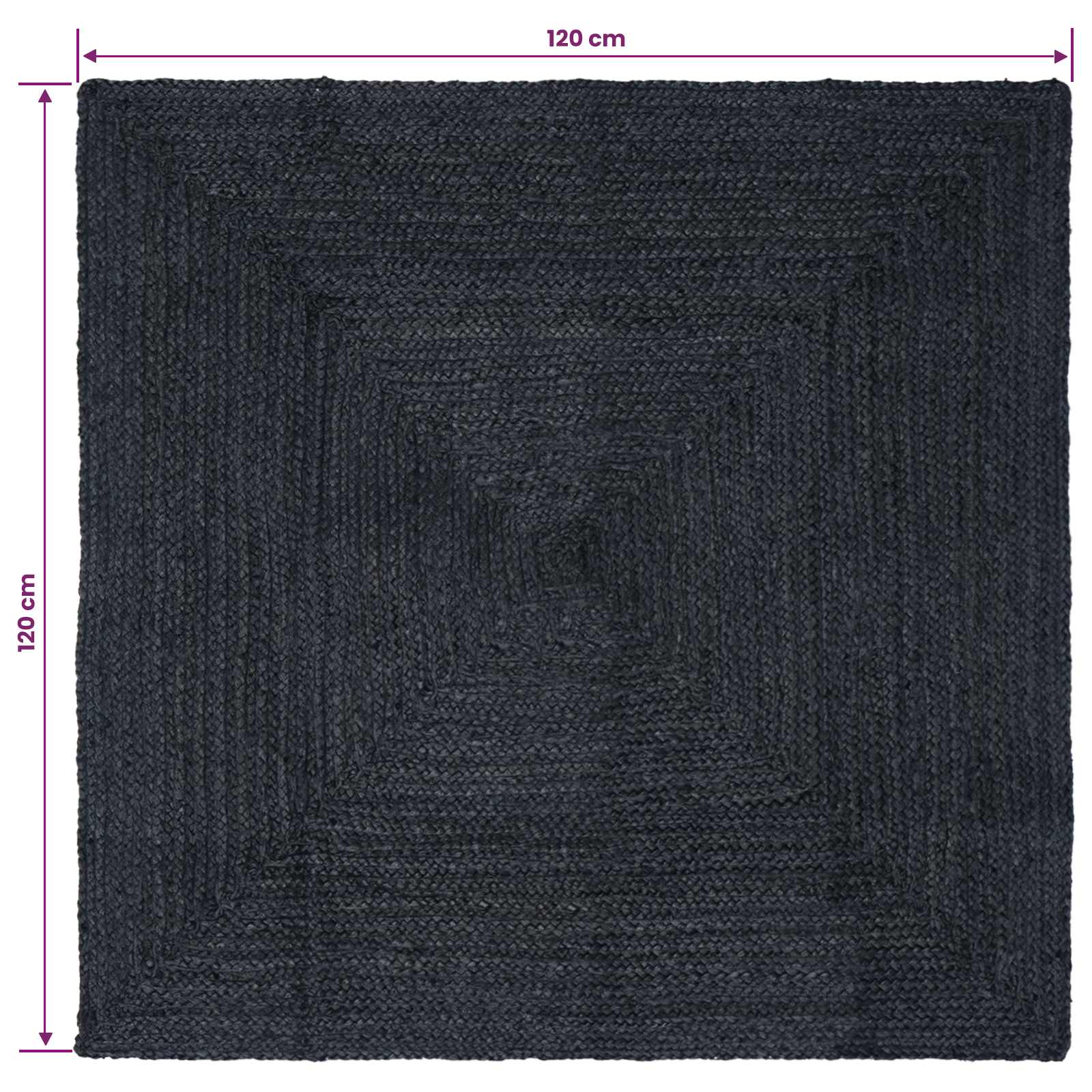 Vloerkleden Rechthoekig Donkergrijs 120 x 120 cm Jute image 8