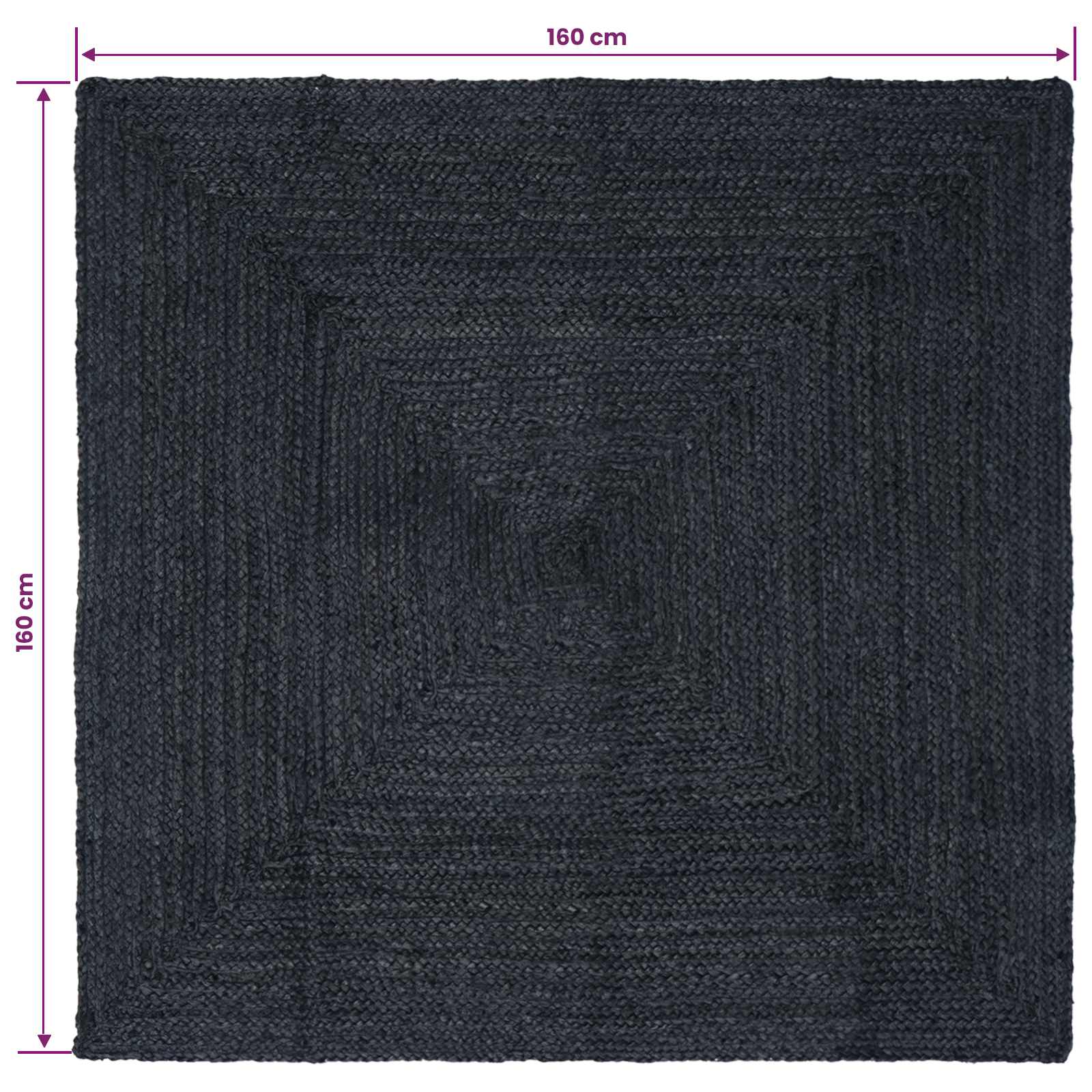 Vloerkleden Vierkant Donkergrijs 160 x 160 cm Jute image 8
