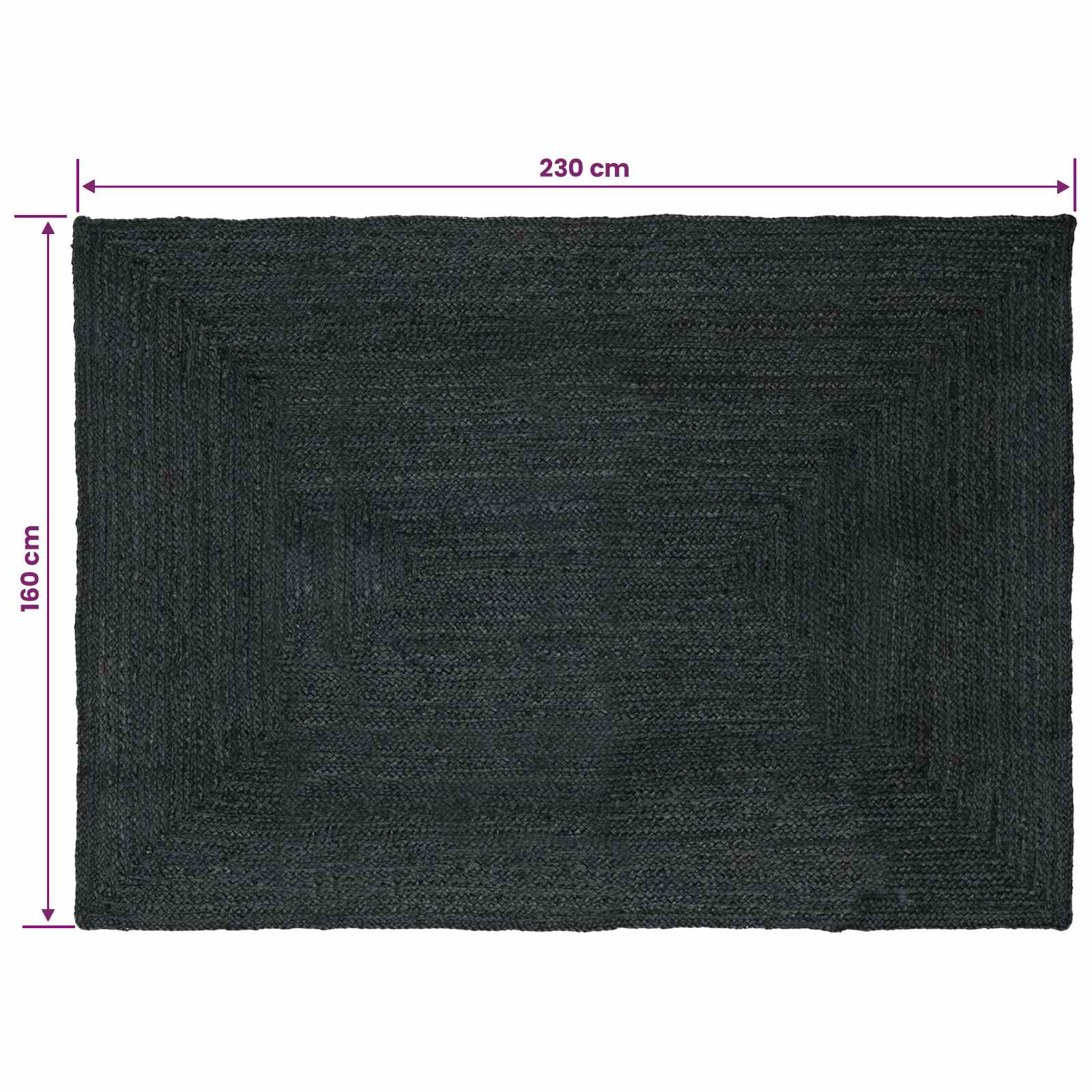 Vloerkleden Rechthoekig Donkergrijs 160 x 230 cm Jute image 8
