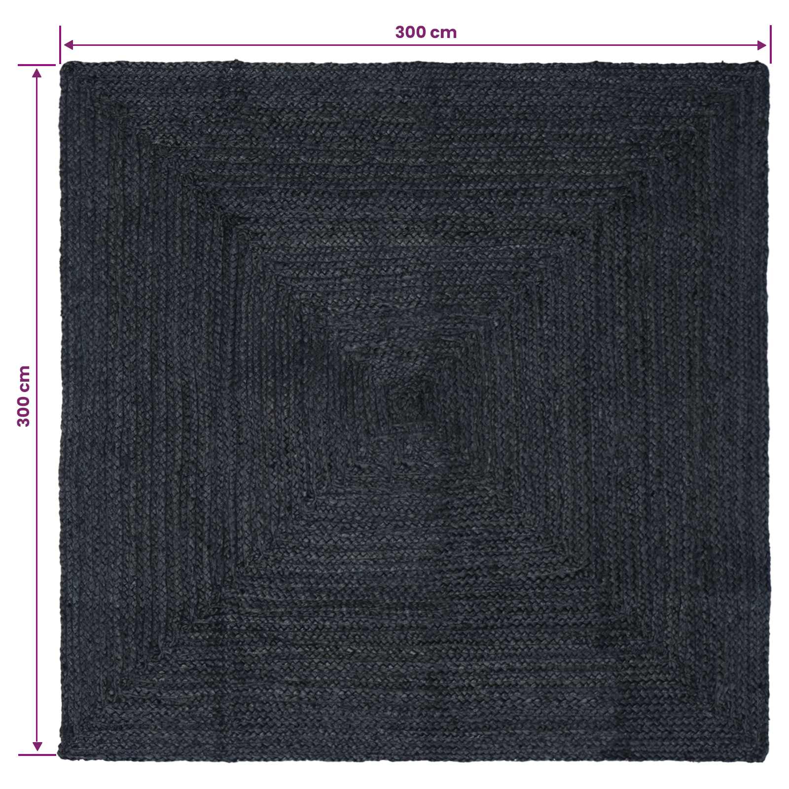 Vloerkleden Rechthoekig Donkergrijs 300 x 300 cm Jute image 8