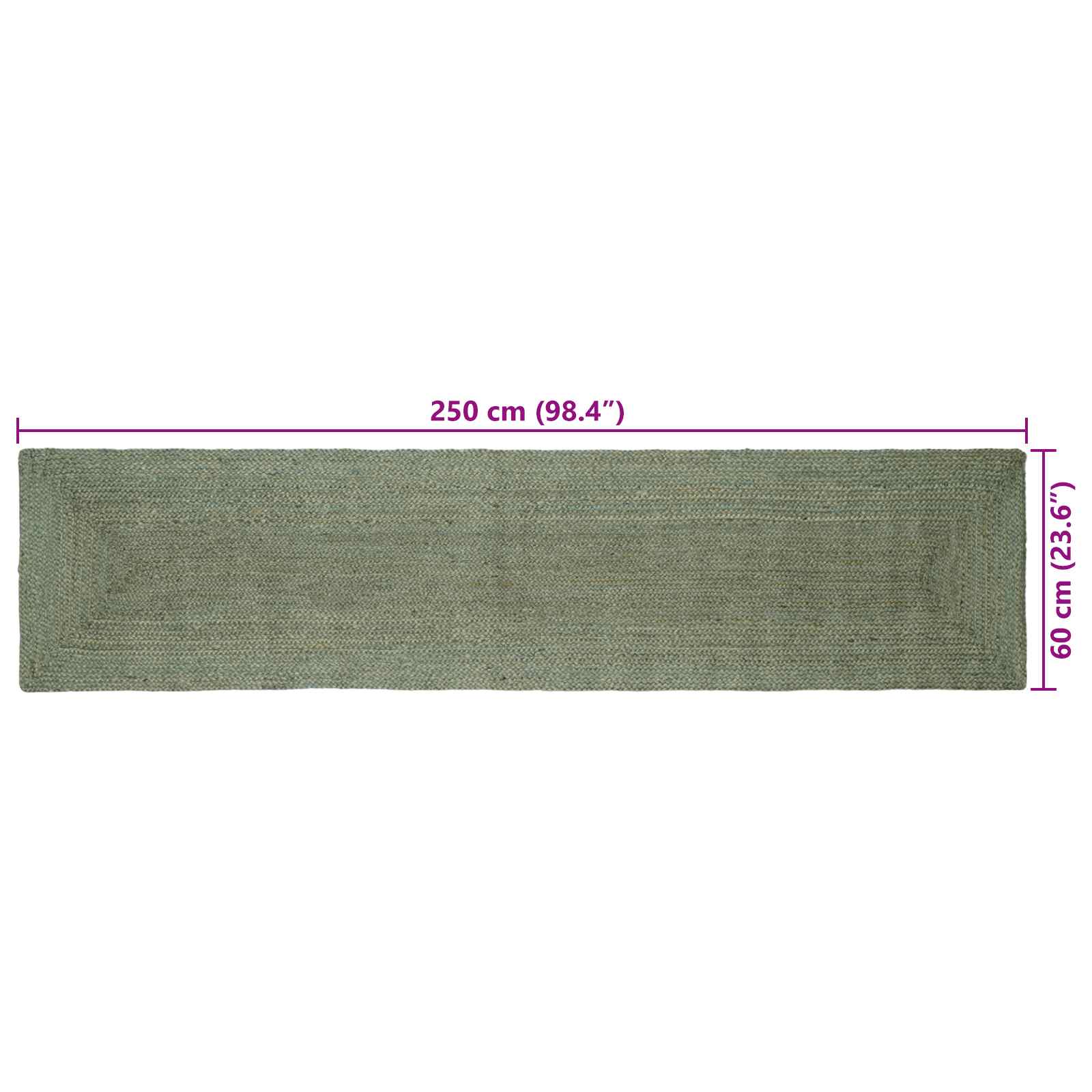 Vloerkleden Rechthoekig Olijfgroen 60 x 250 cm Jute image 6