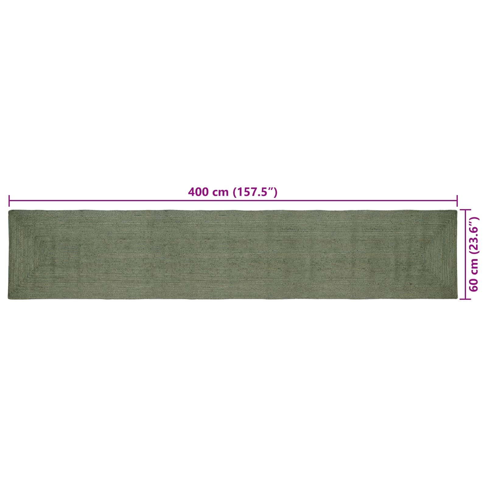 Vloerkleden Rechthoekig Olijfgroen 60 x 400 cm Jute image 7