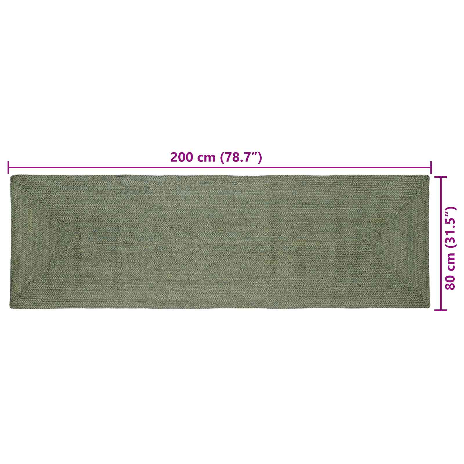 Vloerkleden Rechthoekig Olijfgroen 80 x 200 cm Jute image 7