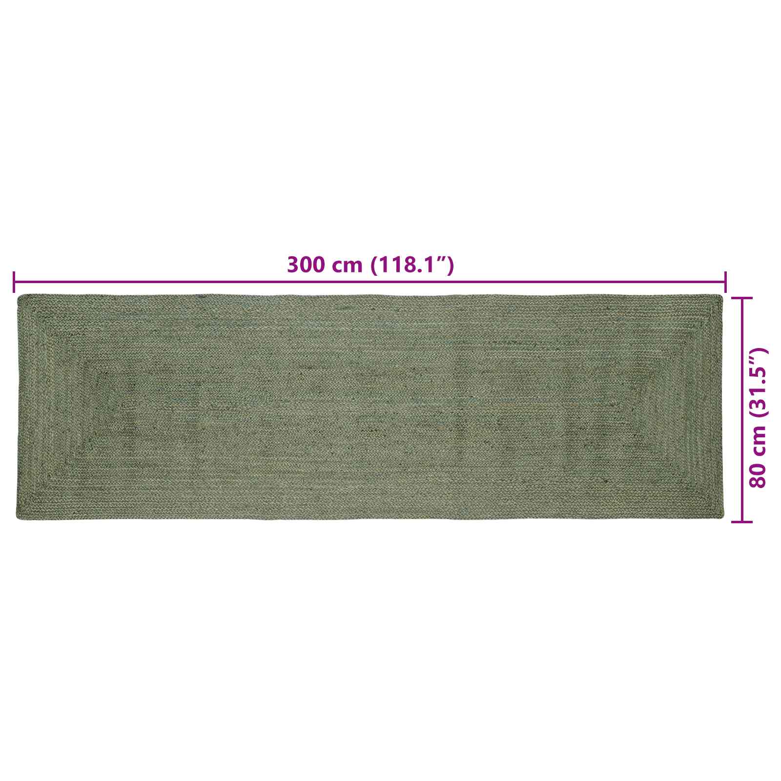 Vloerkleden Rechthoekig Olijfgroen 80 x 300 cm Jute image 7