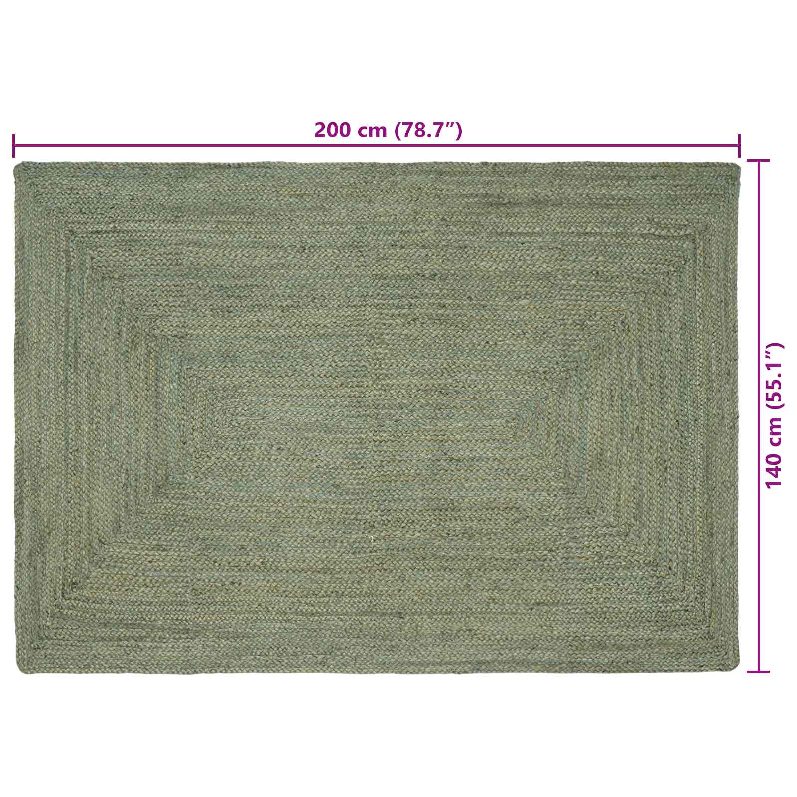 Vloerkleden Rechthoekig Olijfgroen 140 x 200 cm Jute image 7