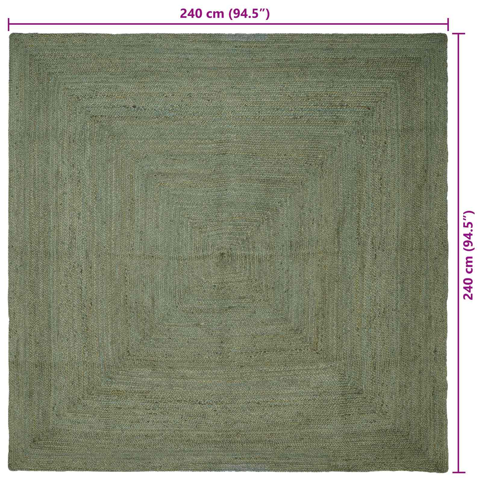 Vloerkleden Vierkant Olijfgroen 240 x 240 cm Jute image 7