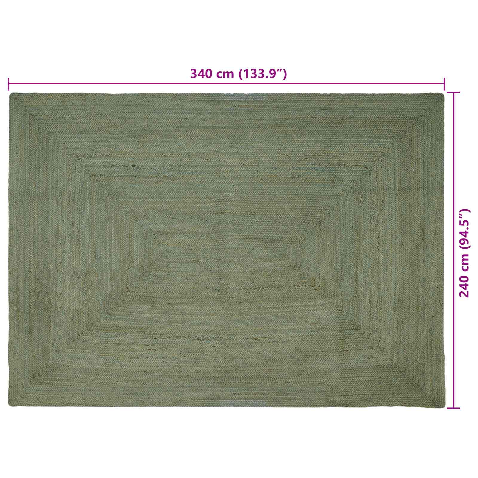 Vloerkleden Rechthoekig Olijfgroen 240 x 340 cm Jute image 7
