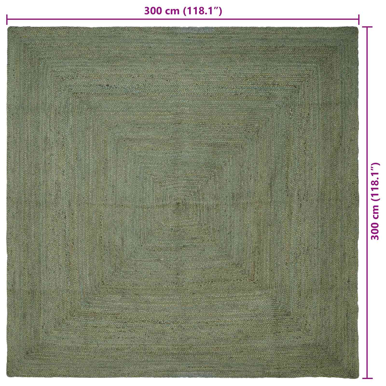 Vloerkleden Vierkant Olijfgroen 300 x 300 cm Jute image 7