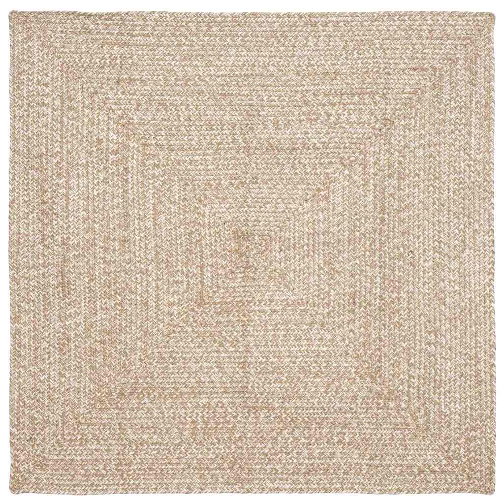 Casă & grădină - Covor Basketweave Natural și alb 120 x 120 cm Iută