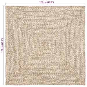 Kusové koberce Čtvercový Přírodní a bílá 120 x 120 cm juta - obrázek 8
