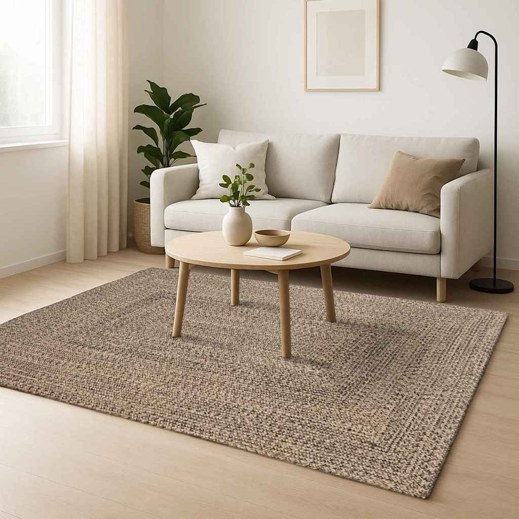 vidaXL Tapijt Naturel en zwart 300 x 300 cm Jute