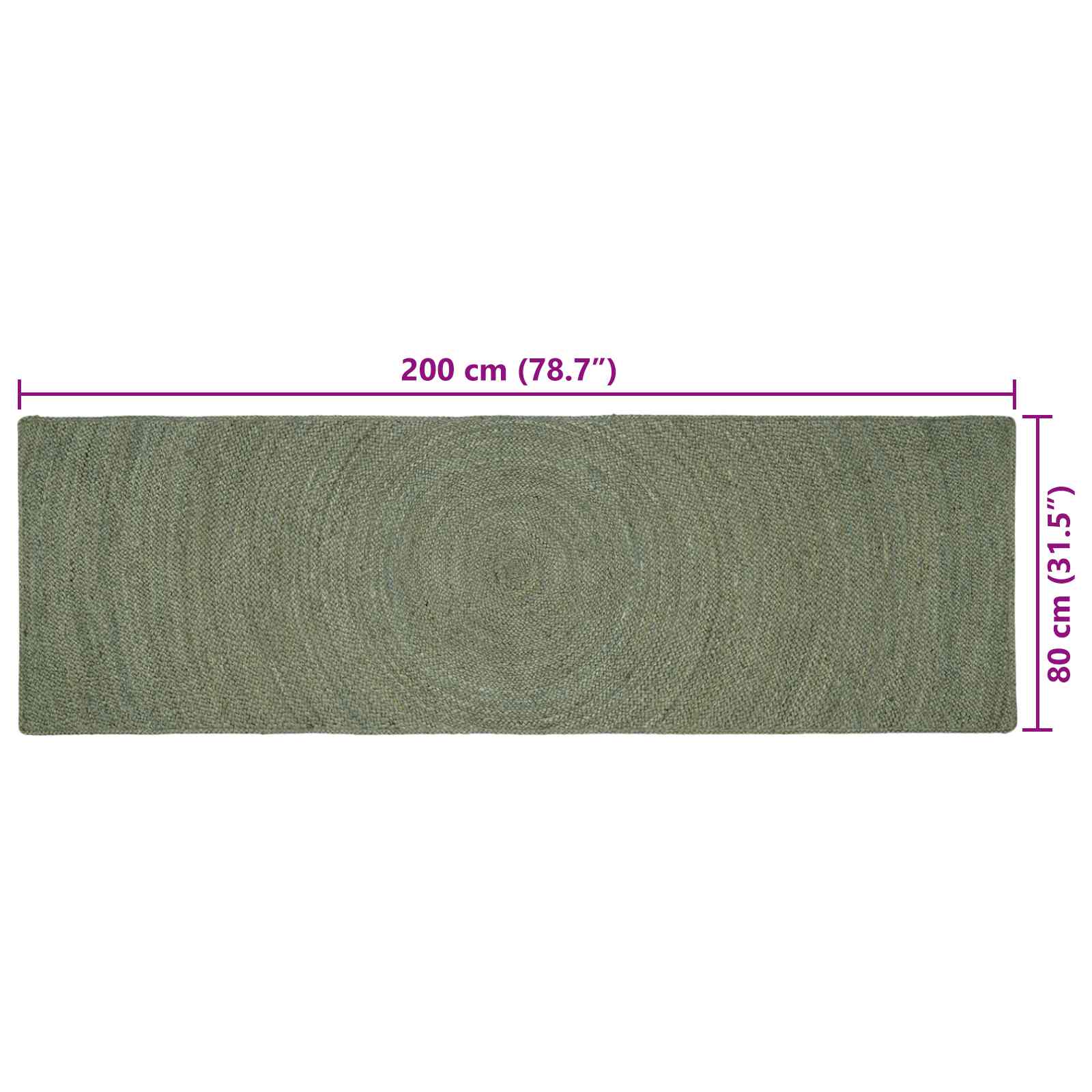 Vloerkleden Olijfgroen 80 x 200 cm Jute image 7