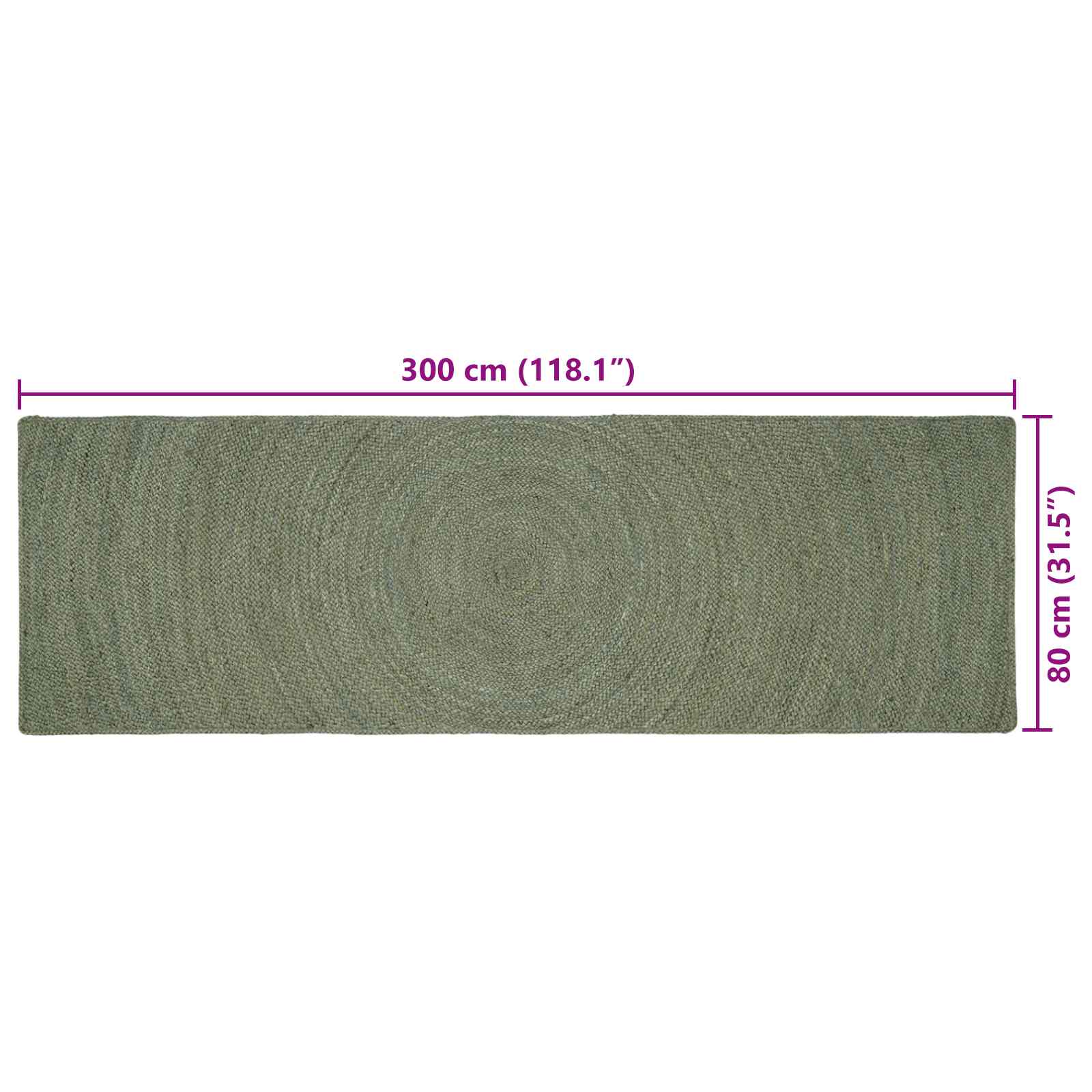 Vloerkleden Olijfgroen 80 x 300 cm Jute image 7