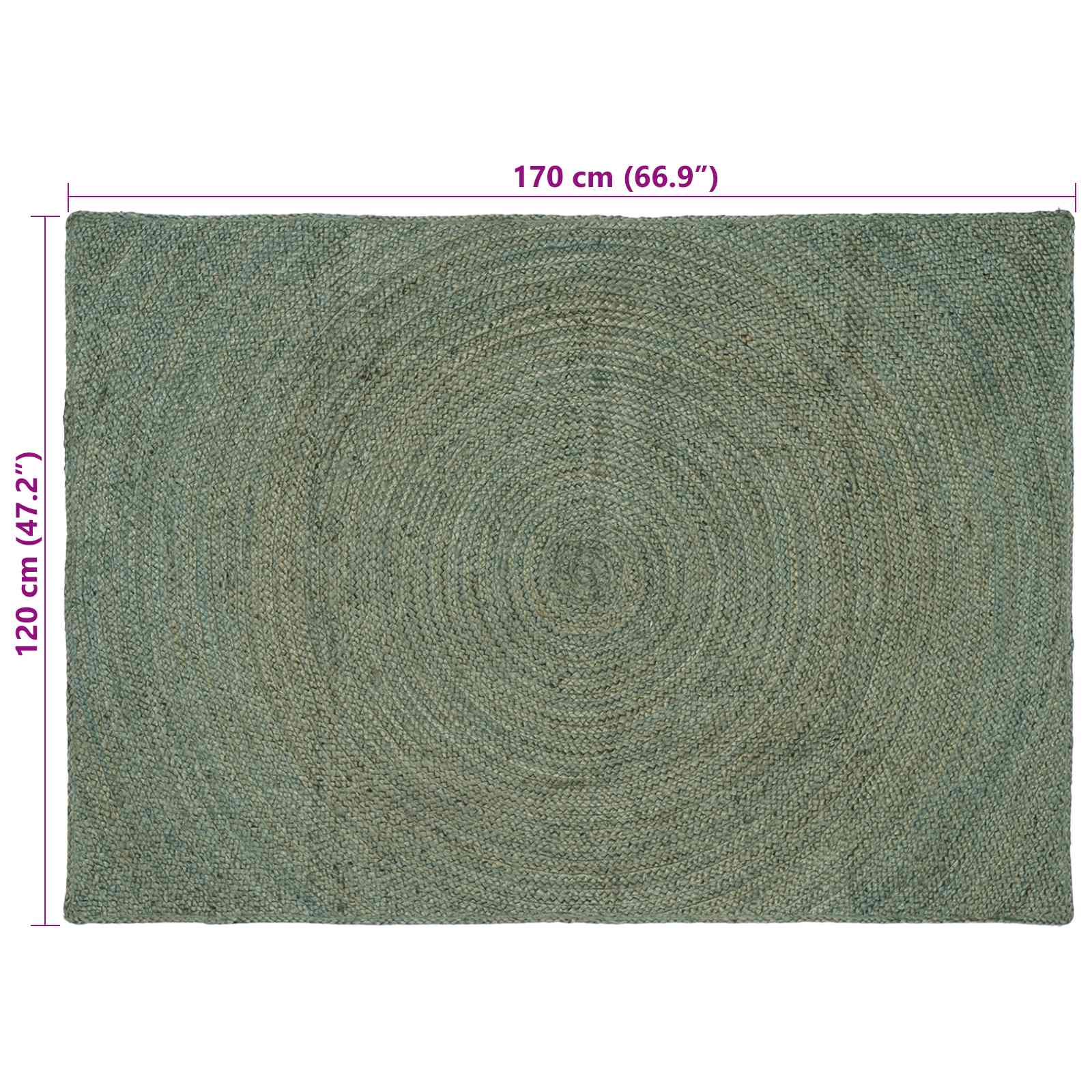 Vloerkleden Olijfgroen 120 x 170 cm Jute image 7
