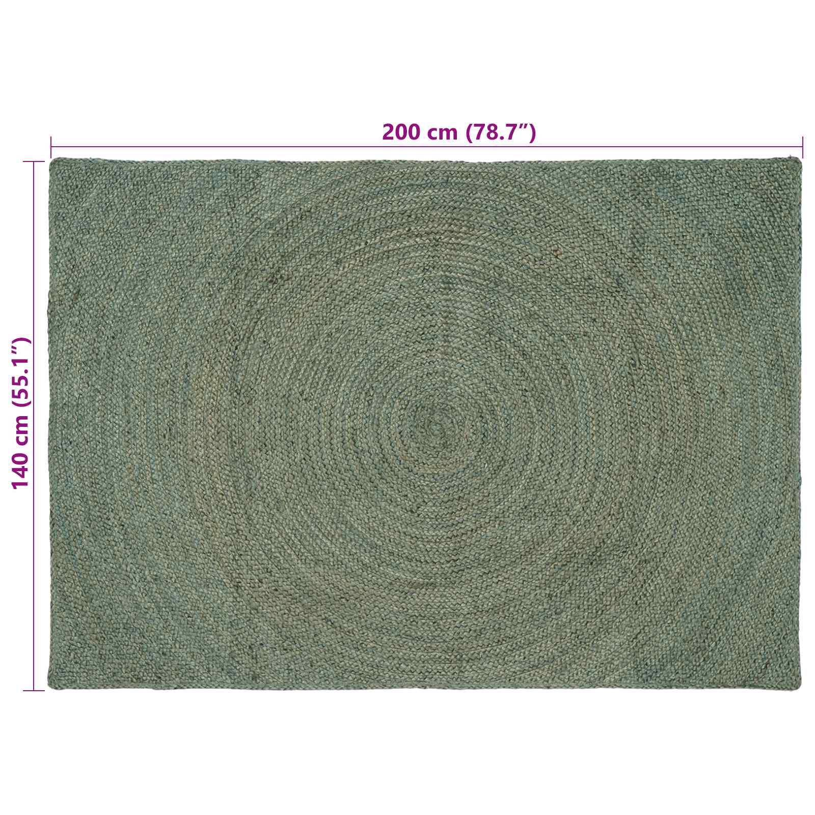 Vloerkleden Olijfgroen 140 x 200 cm Jute image 7