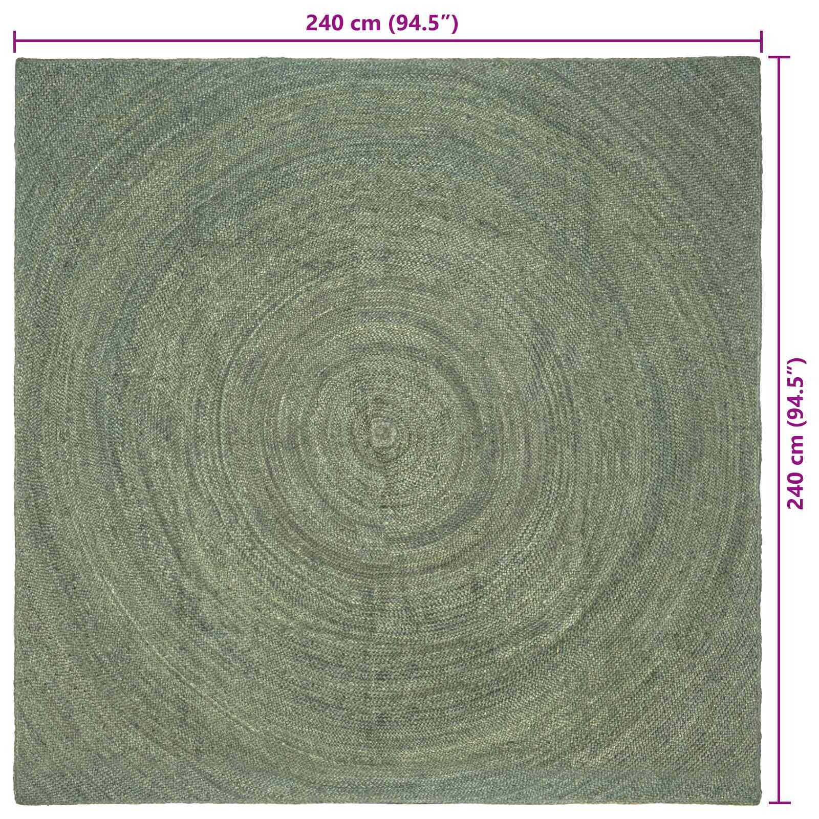 Vloerkleden Olijfgroen 240 x 240 cm Jute image 7