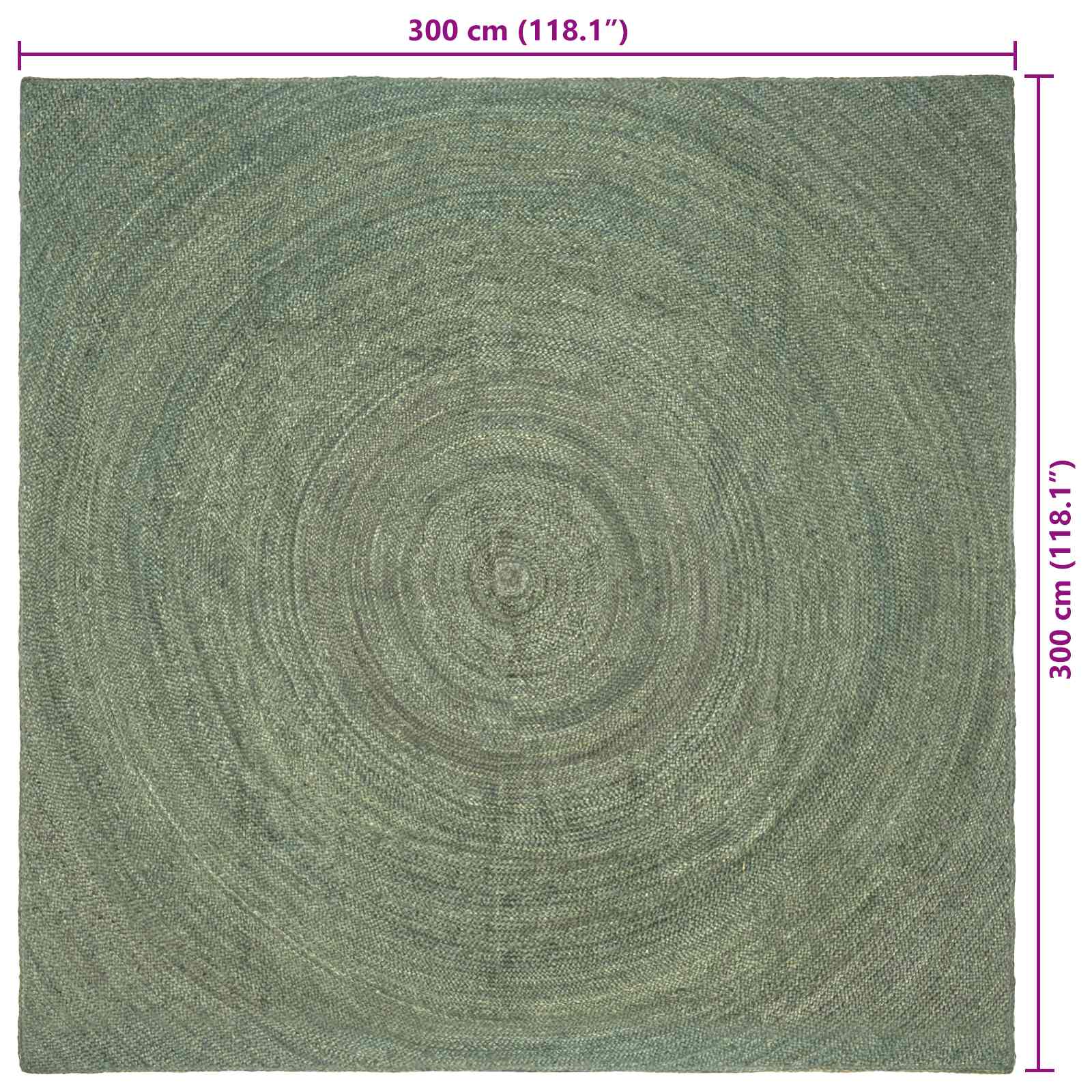 Vloerkleden Olijfgroen 300 x 300 cm Jute image 7