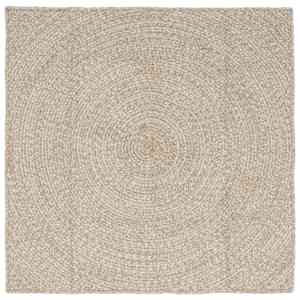 Kusové koberce Přírodní a bílá 120 x 120 cm juta - obrázek 1