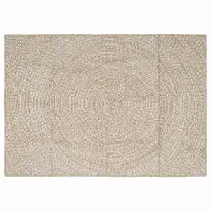 Kusové koberce Přírodní a bílá 140 x 200 cm juta - obrázek 1