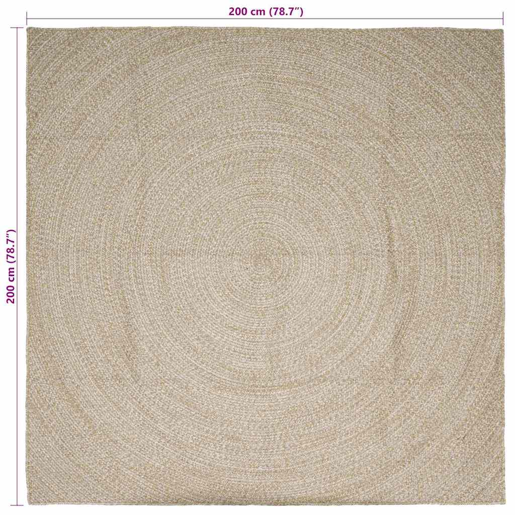 Vloerkleed Natuurlijk en Wit 200 x 200 cm Jute image 8