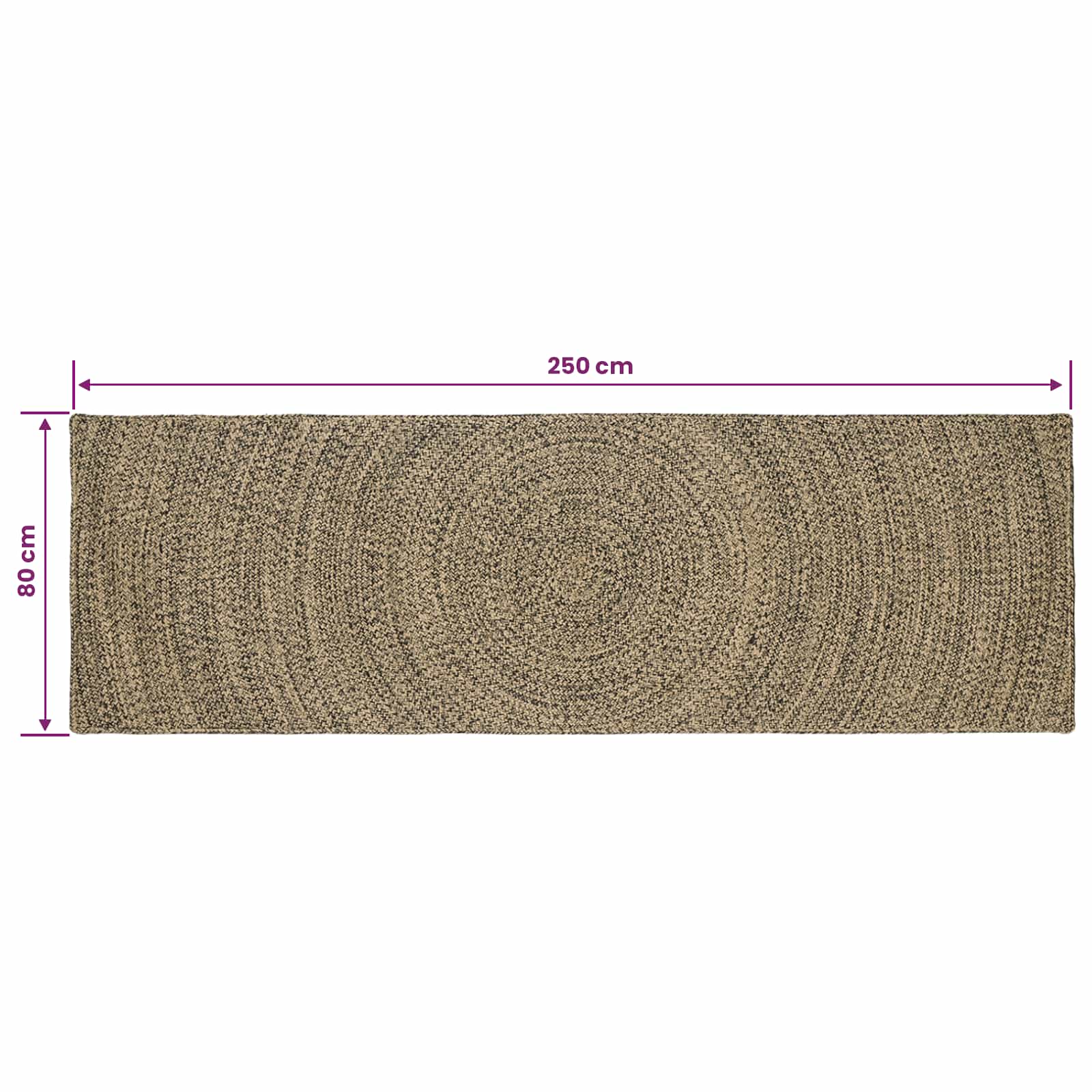 Vloerkleden Naturel en Zwart 80 x 250 cm Jute image 8
