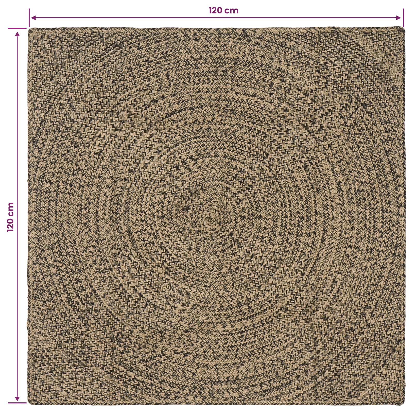 Vloerkleden Naturel en Zwart 120 x 120 cm Jute image 8