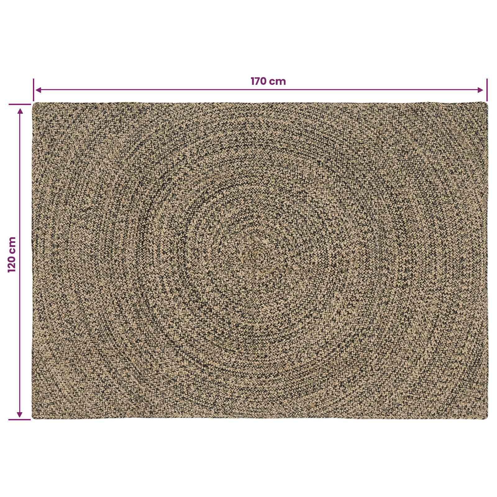 Vloerkleden Naturel en Zwart 120 x 170 cm Jute image 8