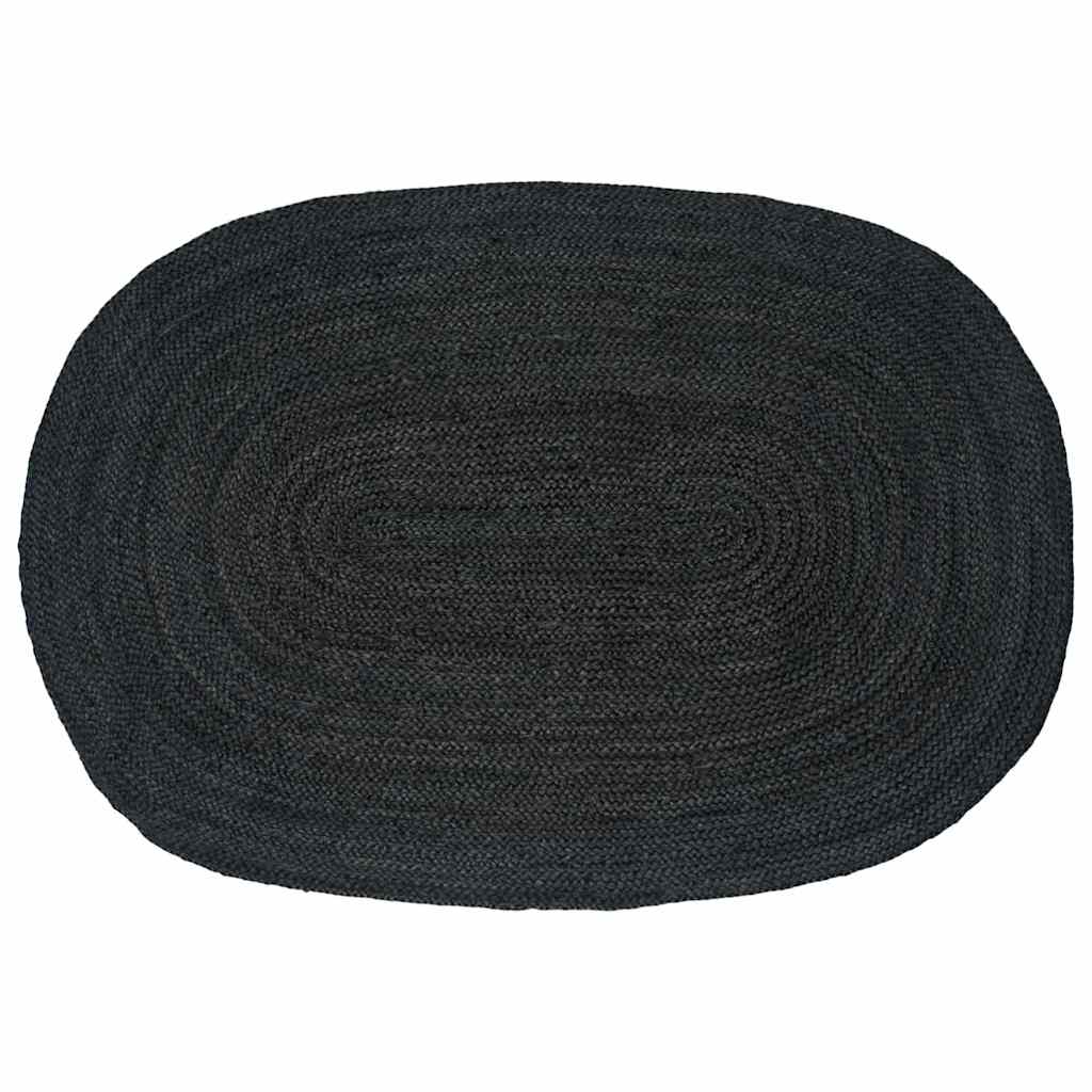 vidaXL Bereichsteppiche Oval Schwarz 122 x 183 cm Jute