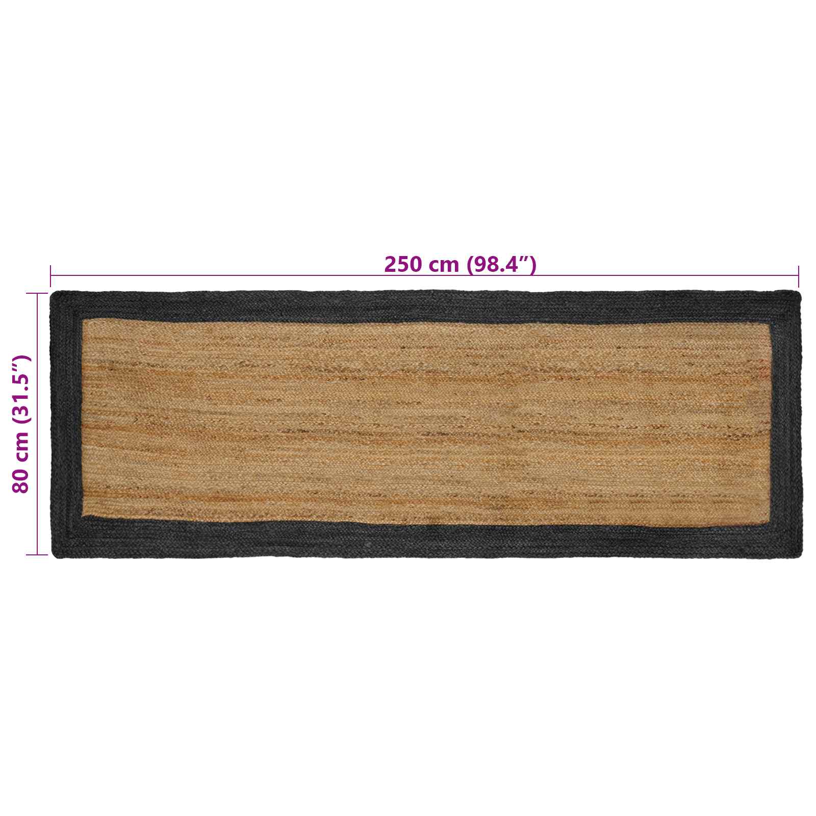 Vloerkleden Donkergrijs 80 x 250 cm Jute image 8