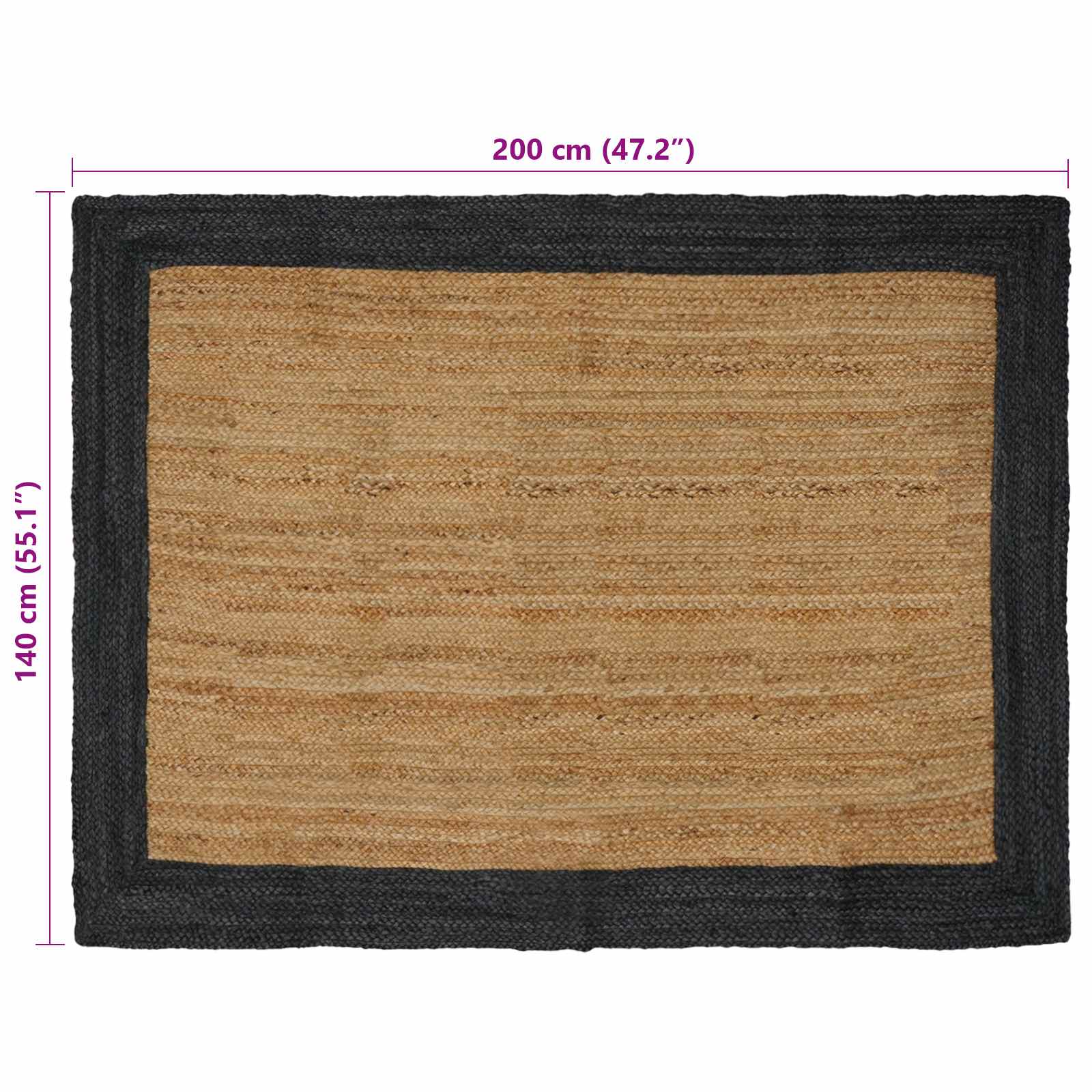 Vloerkleden Donkergrijs 140 x 200 cm Jute image 8