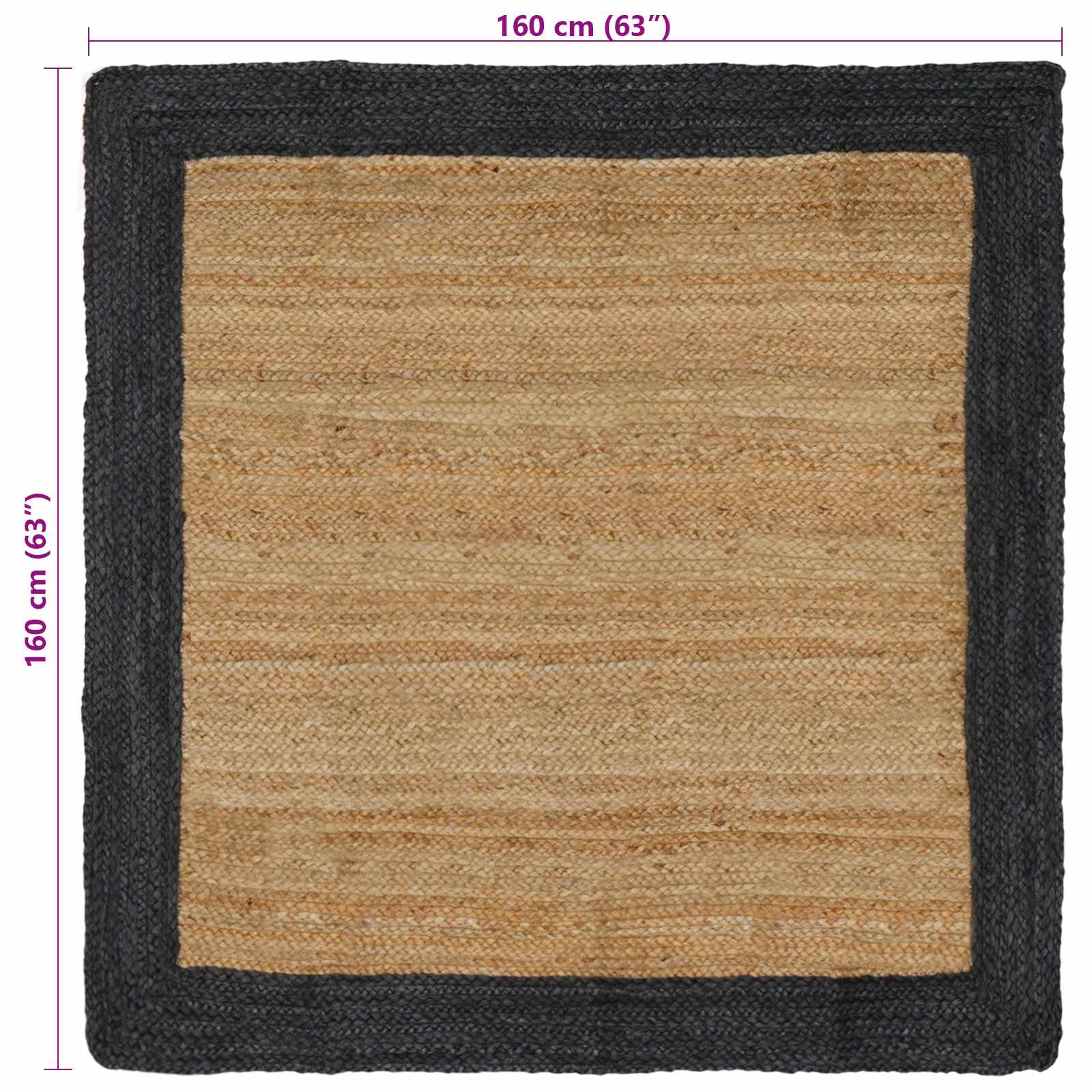 Vloerkleden Donkergrijs 160 x 160 cm Jute image 8