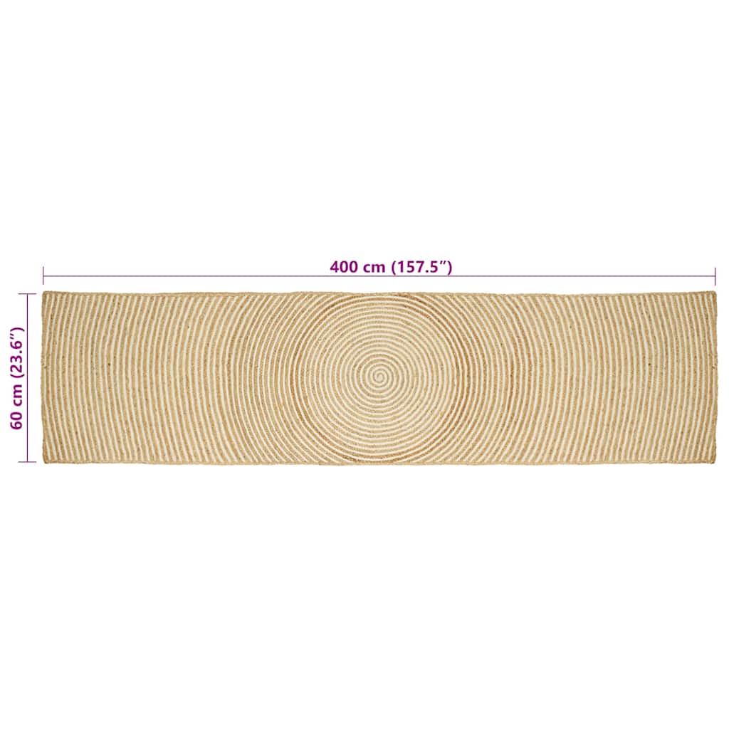 Vloerkleed Natuurlijk en Wit 60 x 400 cm Jute image 8