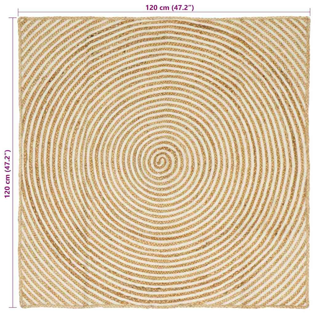 Vloerkleed Natuurlijk en Wit 120 x 120 cm Jute image 8